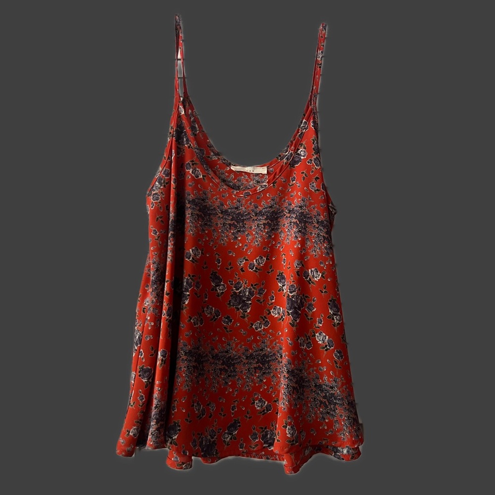 Lush Floral Red Women's Spaghetti Strap Top